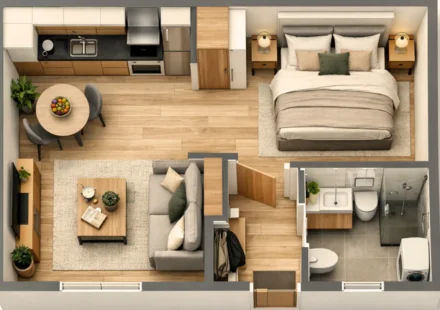 40 metrekare ev planı